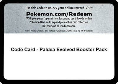 Code Card - Paldea Evolved Booster Pack (SV02: Paldea Evolved) Near Mint