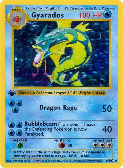 Gyarados (Base Set (Shadowless)) Light Play Holofoil Unlimited