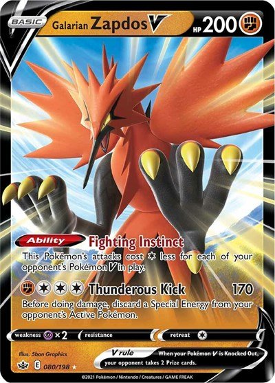 Galarian Zapdos V (SWSH06: Chilling Reign) Near Mint Holofoil - Nick Nack's Full Frontal Attack