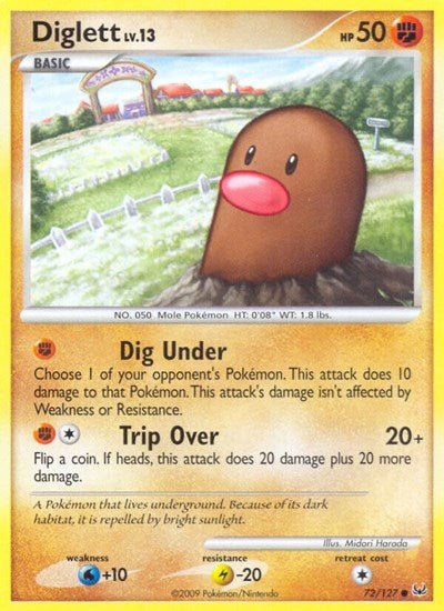 Diglett (Platinum) Light Play Reverse Holofoil - Nick Nack's Full Frontal Attack