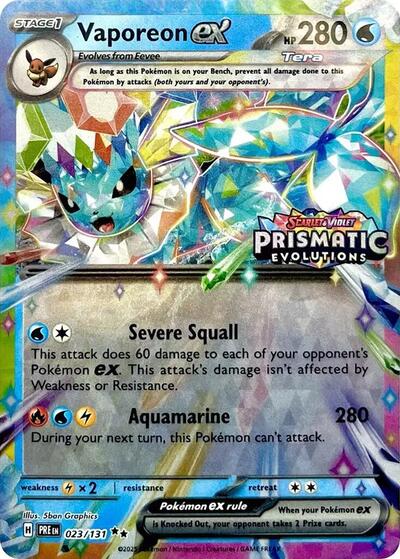 Vaporeon ex - 023/131 (Prismatic Evolutions Stamp) (Miscellaneous Cards & Products) Near Mint Holofoil - Nick Nack's Full Frontal Attack