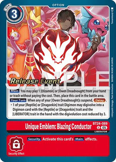 Unique Emblem: Blazing Conductor (Time Stranger Release Events Cards) Near Mint