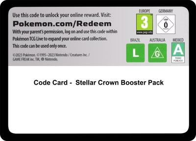 Code Card - Stellar Crown Booster Pack (SV07: Stellar Crown) Near Mint