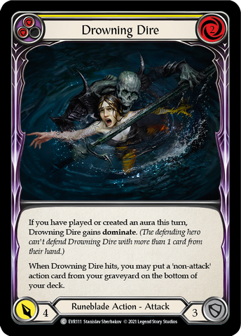 Drowning Dire (Yellow) [EVR111] (Everfest)  1st Edition Rainbow Foil