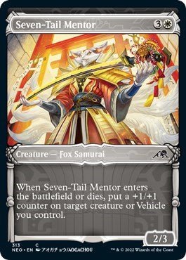 Seven - Tail Mentor (Showcase) (Kamigawa: Neon Dynasty) Near Mint - Nick Nack's Full Frontal Attack