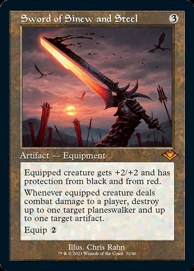 Sword of Sinew and Steel (lámina grabada retro) [Modern Horizons 2]