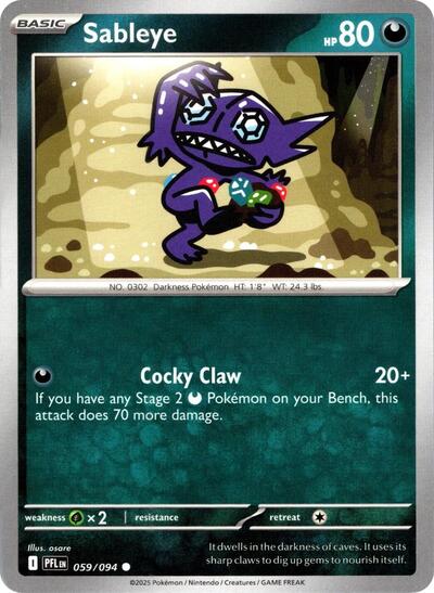 Sableye (ME02: Phantasmal Flames) Near Mint Reverse Holofoil - Nick Nack's Full Frontal Attack