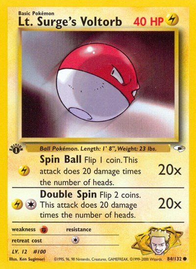 Lt. Surge's Voltorb (Gym Heroes) Light Play Unlimited - Nick Nack's Full Frontal Attack