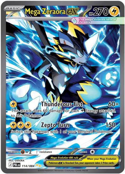 Mega Zeraora ex - 114 (ME05: Pitch Black) Near Mint Holofoil