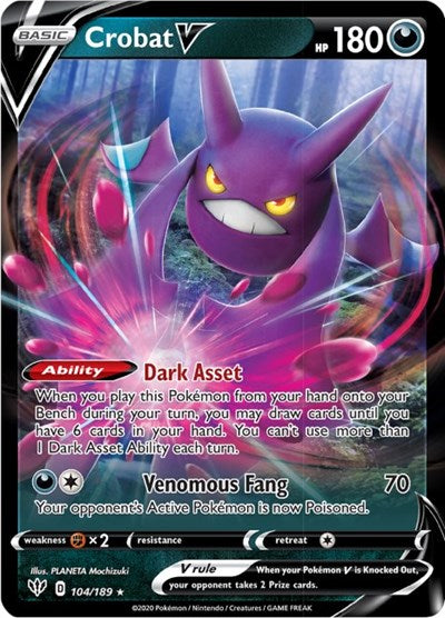 Crobat V (SWSH03: Darkness Ablaze) Near Mint Holofoil