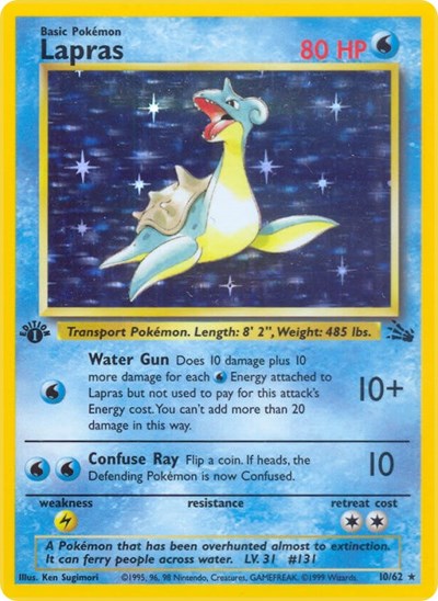 Lapras (10) (Fossil) Near Mint Holofoil Unlimited