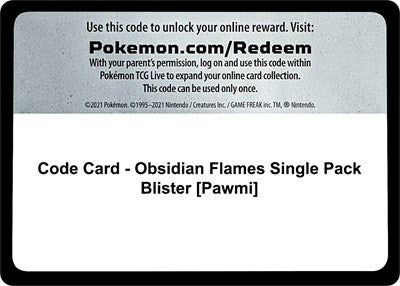 Code Card - Obsidian Flames Single Pack Blister (Pawmi) (Scarlet and  Violet: Obsidian Flames) Near Mint