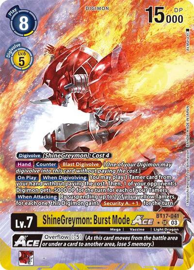 ShineGreymon: Burst Mode ACE (Alternate Art) (Secret Crisis) Near Mint Foil
