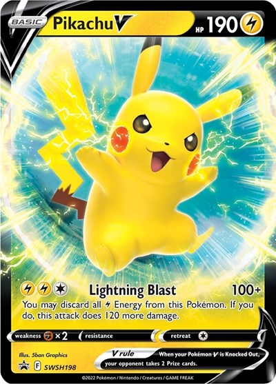 Pikachu V - SWSH198 (SWSH: Sword & Shield Promo Cards) Near Mint Holofoil