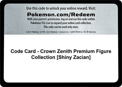 Code Card - Crown Zenith Premium Figure Collection (Shiny Zacian) (Crown Zenith) Near Mint