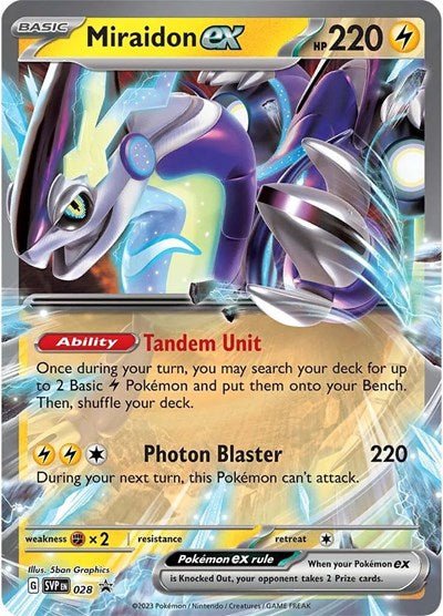 Miraidon ex - 028 (SV: Scarlet & Violet Promo Cards) Near Mint Holofoil - Nick Nack's Full Frontal Attack