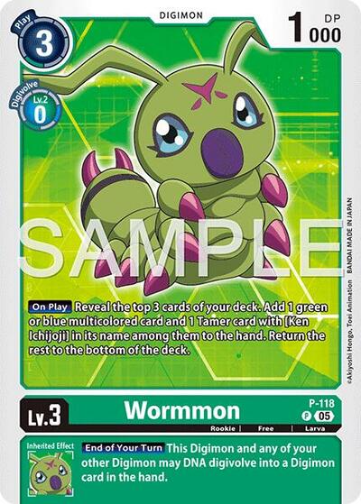 Wormmon P - 118 (Reprint) (Advanced Booster Digimon Generation) Near Mint Foil - Nick Nack's Full Frontal Attack