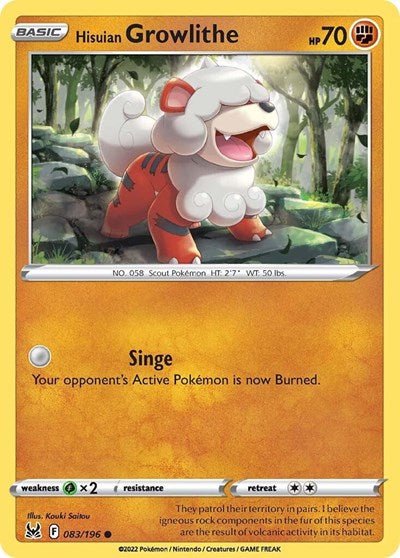 Hisuian Growlithe (SWSH11: Lost Origin) Near Mint - Nick Nack's Full Frontal Attack