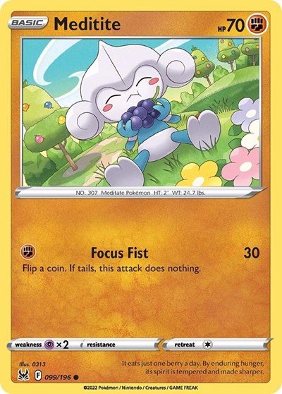 Meditite (SWSH11: Lost Origin) Near Mint - Nick Nack's Full Frontal Attack
