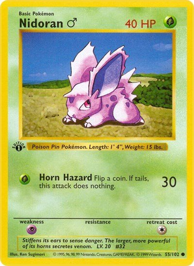 Nidoran M (Base Set (Shadowless)) Medium Play 1st Edition - Nick Nack's Full Frontal Attack