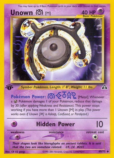 Unown (M) (Neo Discovery) Light Play 1st Edition - Nick Nack's Full Frontal Attack