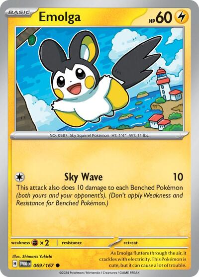 Emolga (SV06: Twilight Masquerade) Near Mint Reverse Holofoil - Nick Nack's Full Frontal Attack