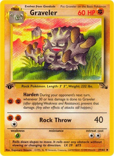 Graveler (Fossil) Light Play 1st Edition - Nick Nack's Full Frontal Attack