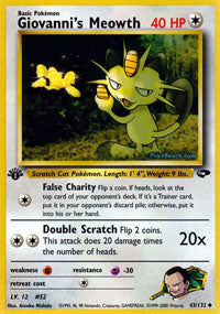 Giovanni's Meowth (Gym Challenge) Light Play 1st Edition