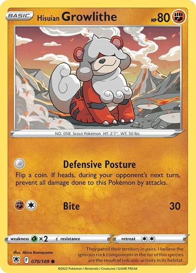 Hisuian Growlithe - 070/189 (Cosmos Holo) (Deck Exclusives) Near Mint Holofoil