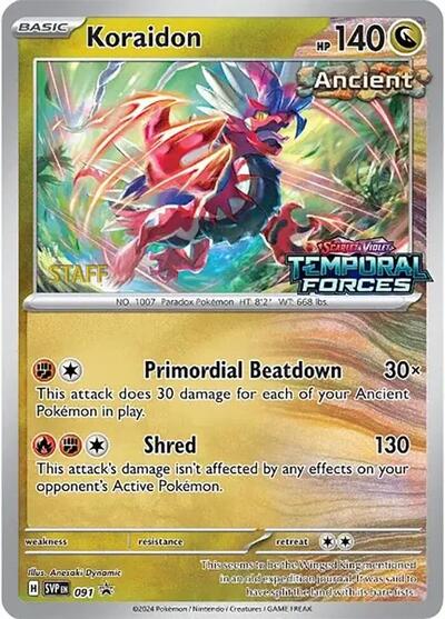 Koraidon - 091 (Prerelease) (Staff) (SV: Scarlet & Violet Promo Cards) Near Mint Holofoil