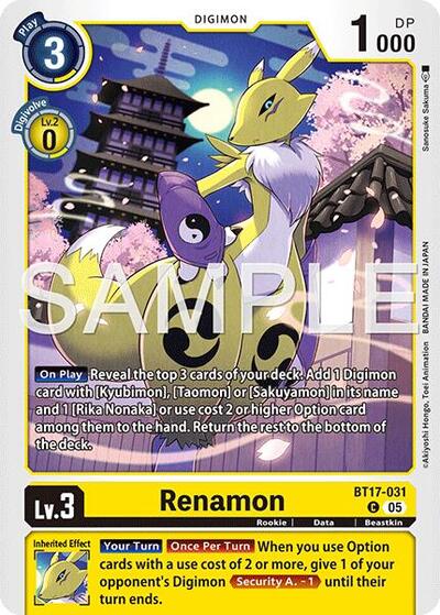 Renamon (BT17 - 031) (Alternate Art) (Starter Deck 22: Amethyst Mandala Advanced Deck Set) Near Mint Foil - Nick Nack's Full Frontal Attack
