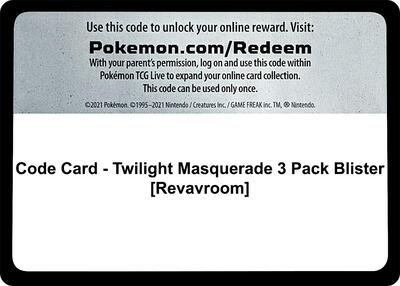 Code Card - Twilight Masquerade 3 Pack Blister (Revavroom) (SV06: Twilight Masquerade) Near Mint
