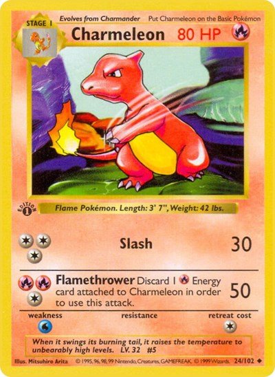 Charmeleon (Base Set (Shadowless)) Heavy Play Unlimited - Nick Nack's Full Frontal Attack