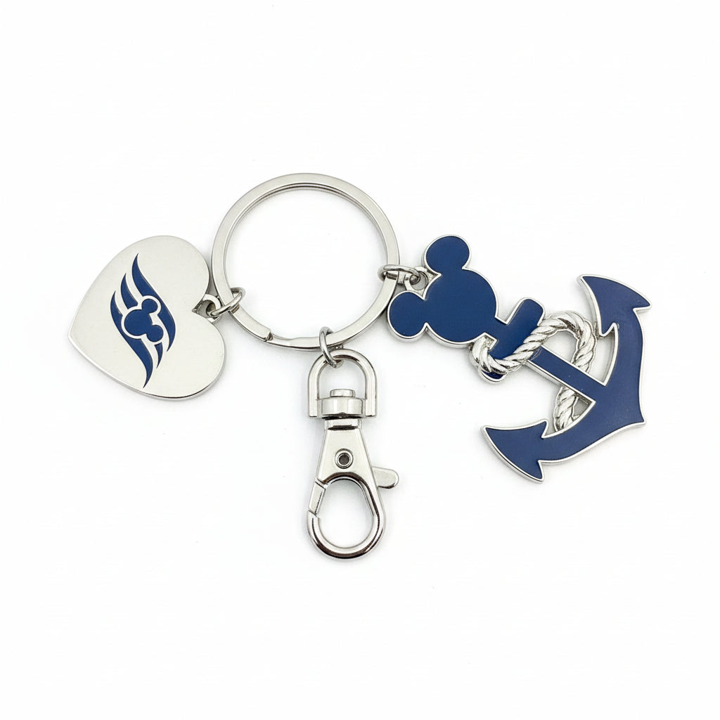 Disney Cruise Line Mickey Mouse anchor and heart keychain