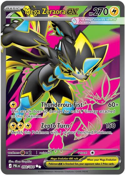Mega Zeraora ex - 098 (ME05: Pitch Black) Near Mint Holofoil