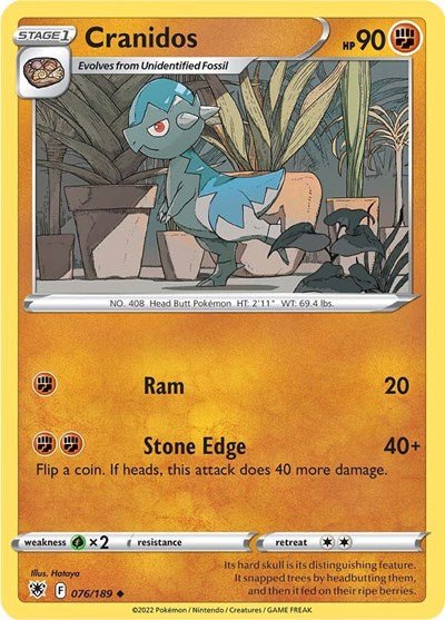 Cranidos (SWSH10: Astral Radiance) Near Mint - Nick Nack's Full Frontal Attack