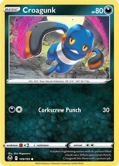 Croagunk (SWSH12: Silver Tempest) Near Mint Reverse Holofoil - Nick Nack's Full Frontal Attack
