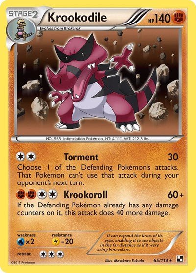 Krookodile (Black and White) Light Play Reverse Holofoil - Nick Nack's Full Frontal Attack