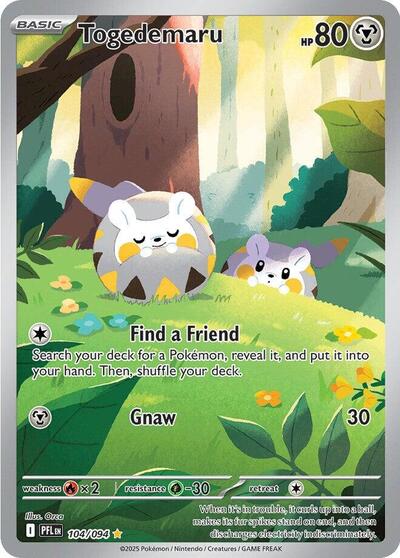 Togedemaru - 104 (ME02: Phantasmal Flames) Near Mint Holofoil - Nick Nack's Full Frontal Attack