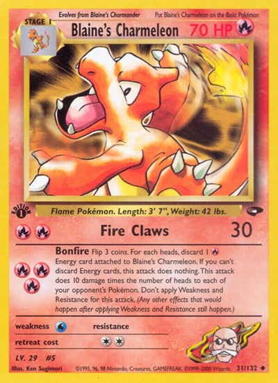 Blaine's Charmeleon (Gym Challenge) Light Play 1st Edition