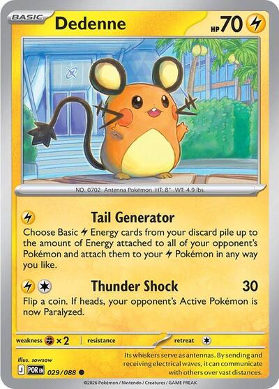 Dedenne - 029 (ME03: Perfect Order) Near Mint - Nick Nack's Full Frontal Attack
