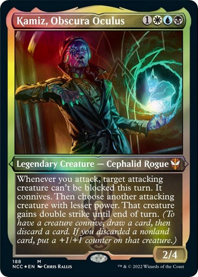 Kamiz, Obscura Oculus (Display Commander) - Thick Stock (Commander: Streets of New Capenna) Near Mint Foil