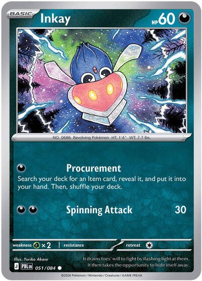 Inkay (ME05: Pitch Black) Near Mint Reverse Holofoil - Nick Nack's Full Frontal Attack