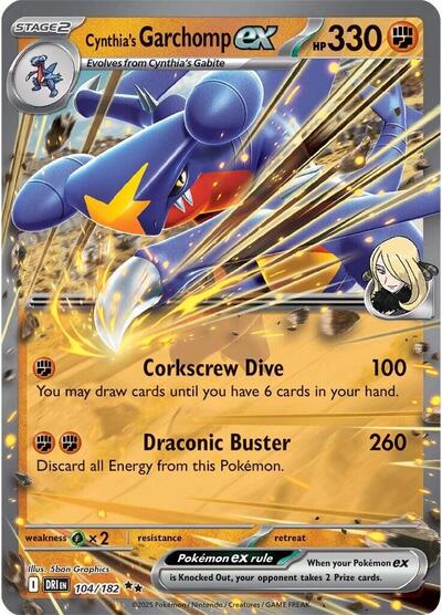 Cynthia's Garchomp ex - 104 (SV10: Destined Rivals) Near Mint Holofoil - Nick Nack's Full Frontal Attack