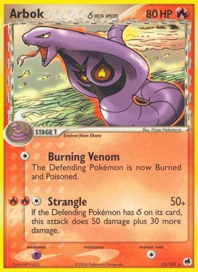 Arbok (Delta Species) (Dragon Frontiers) Light Play - Nick Nack's Full Frontal Attack