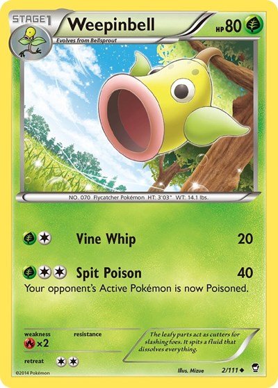 Weepinbell (XY - Furious Fists) Light Play Reverse Holofoil - Nick Nack's Full Frontal Attack