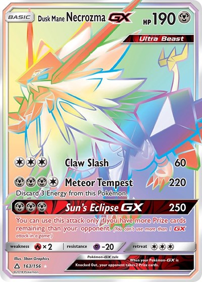 Dusk Mane Necrozma GX (Secret Rare) (SM - Ultra Prism) Near Mint Holofoil