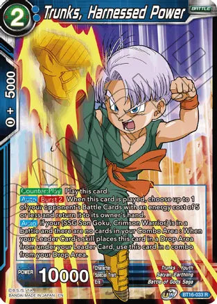 Trunks, Harnessed Power (BT16-033) [Realm of the Gods]