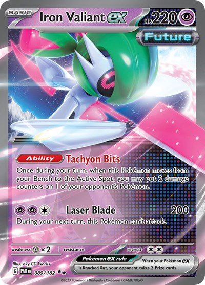 Iron Valiant ex - 089 (Scarlet and Violet: Paradox Rift) Near Mint Holofoil - Nick Nack's Full Frontal Attack