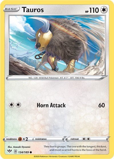 Tauros (SWSH03: Darkness Ablaze) Near Mint - Nick Nack's Full Frontal Attack